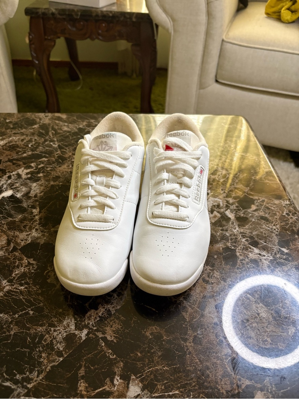 Reebok White Low-Top Leather Sneakers